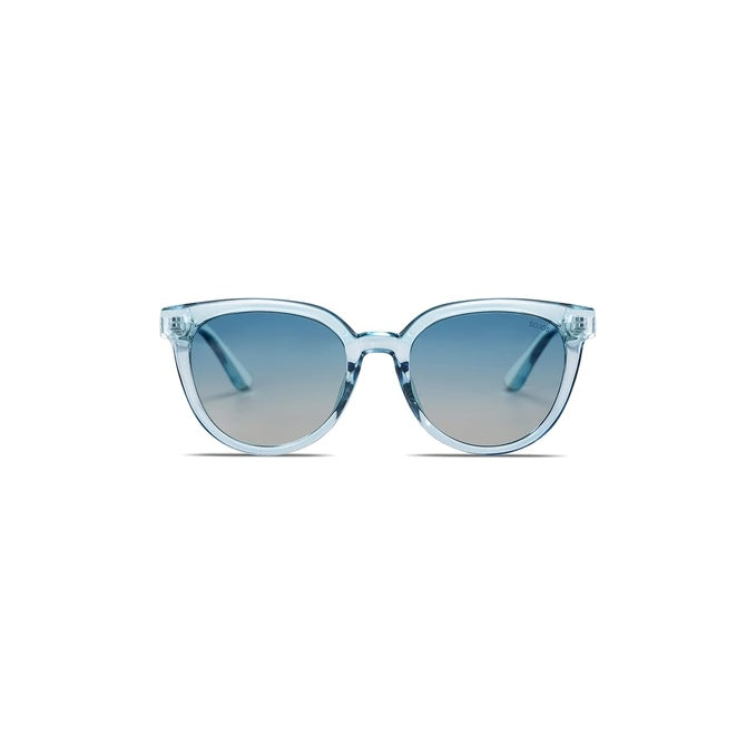 Crystal blue oversized square sunglasses with blue gradient lenses